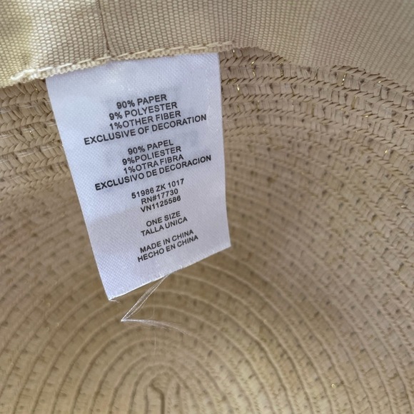 Cute Boho Straw Beach Hat, Floppy Brim Hat with Gold Sparkle - Picture 6 of 6